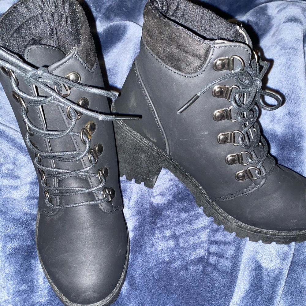 Black winter ankle boots